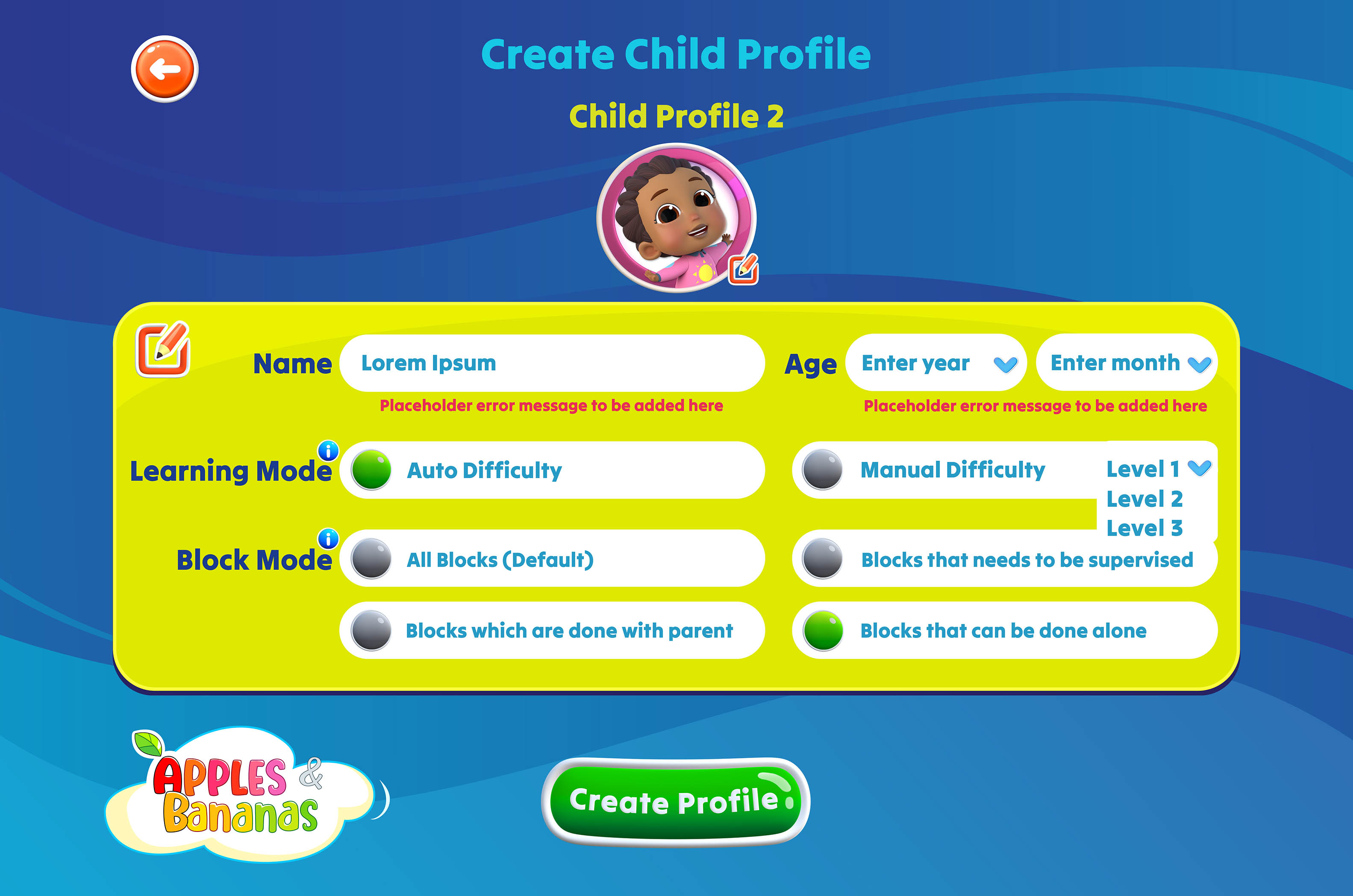 Edit Child profile